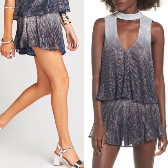 Show Me Your Mumu Metallic Carlos Swing Shorts in Icicle Drip size Small - Picture 1 of 7